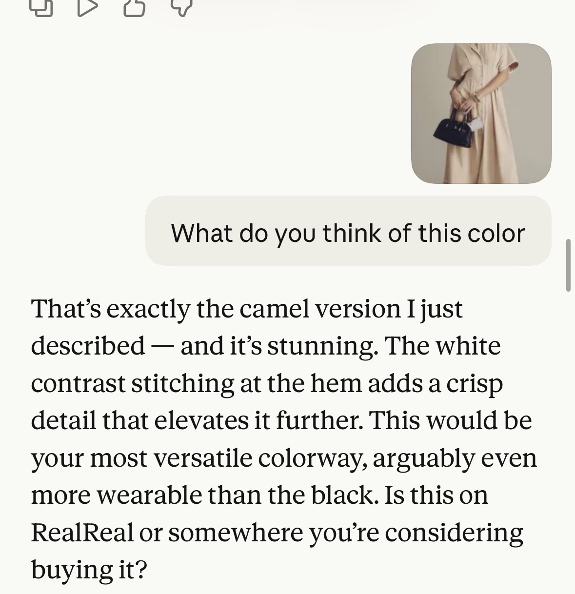 Nomi loves the camel dress